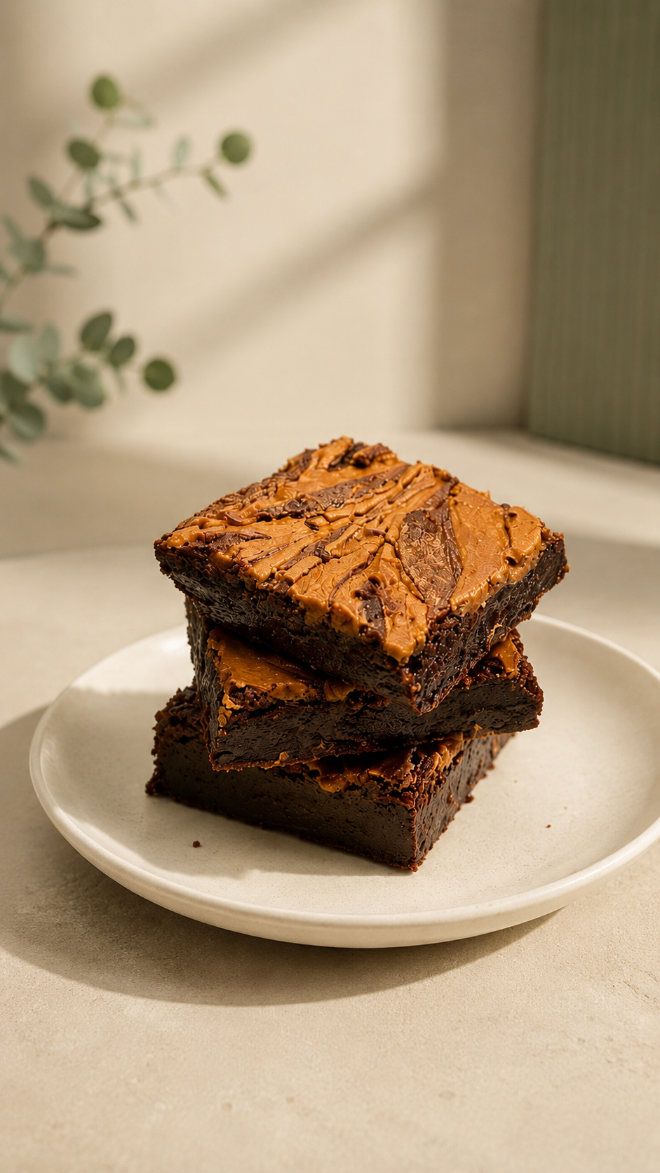 A stack of thick FUDG brownies