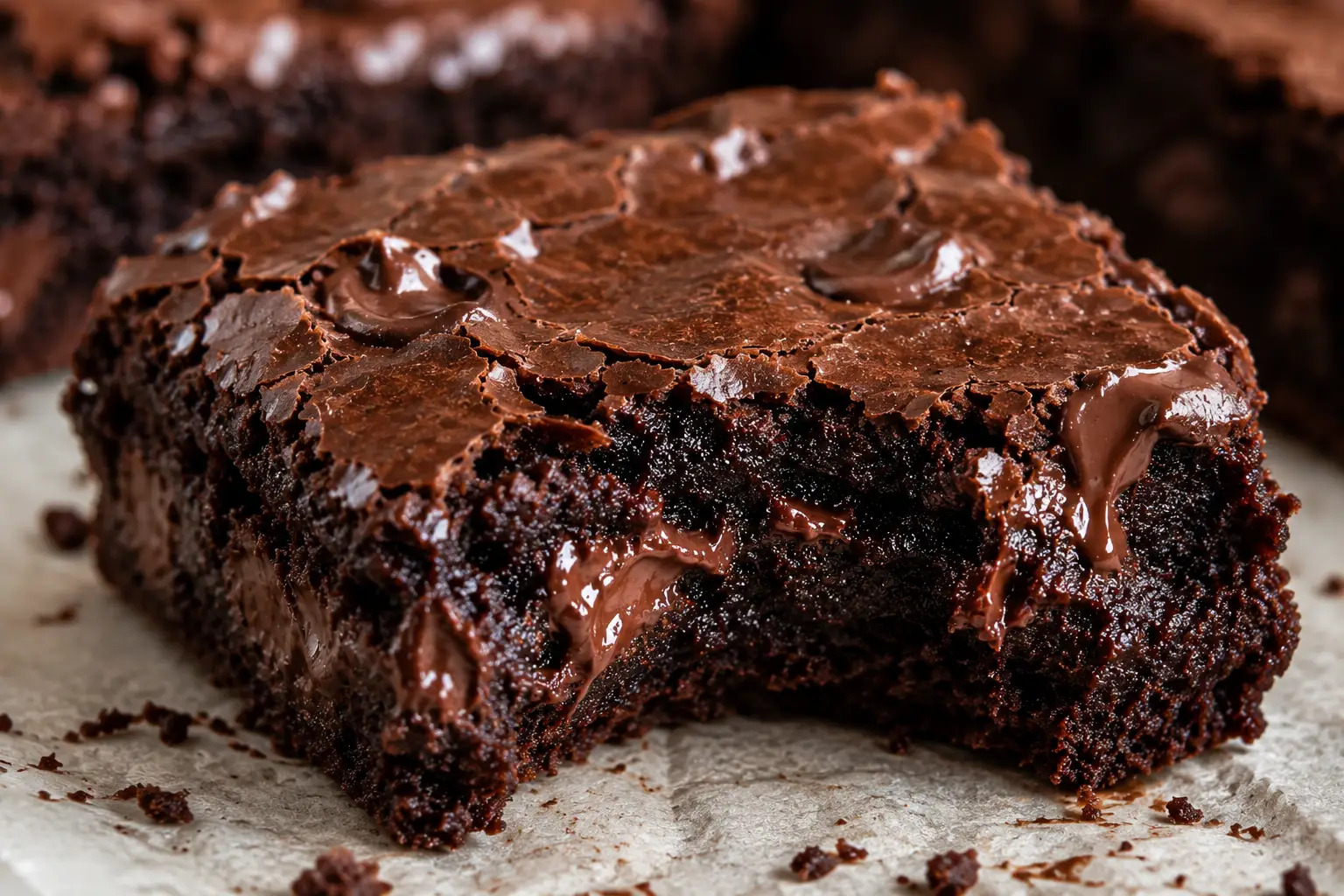 A thick fudgy FUDG brownie with a molten chocolate centre